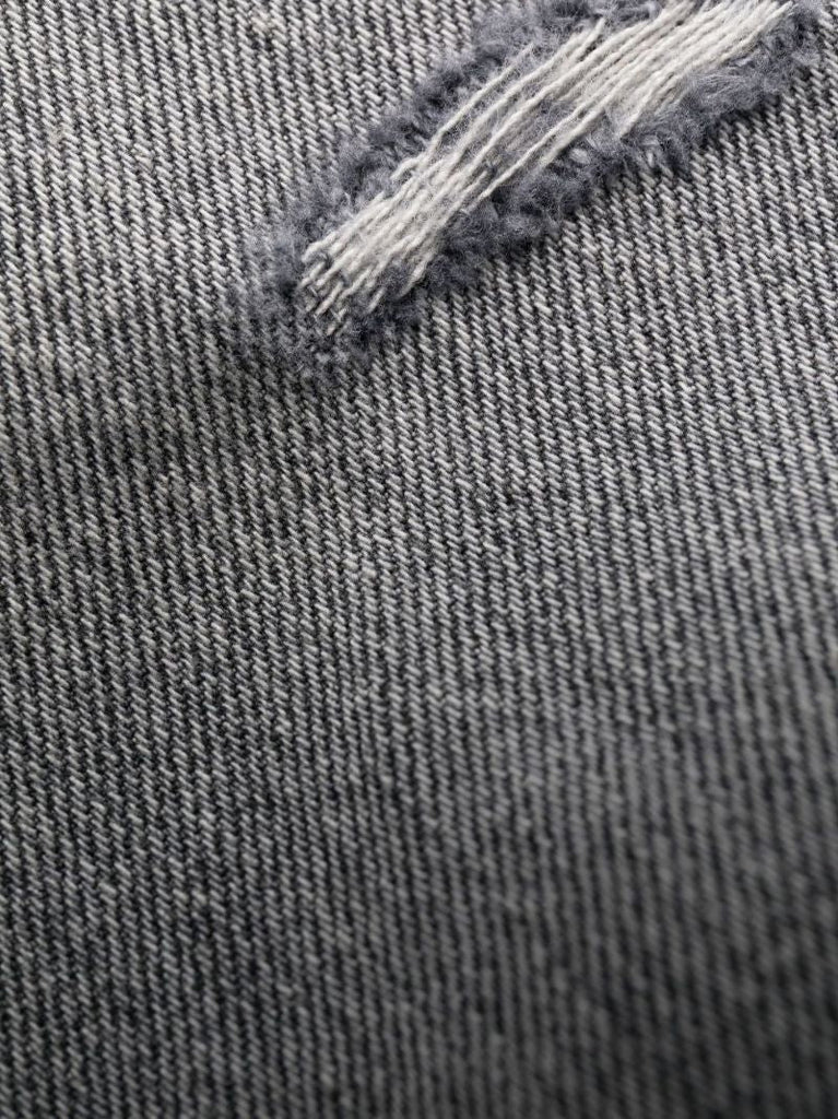 Grey Distressed Straight-leg Jeans
