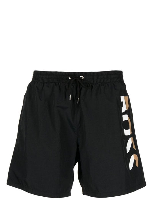 Black Stripe Logo Swim Shorts