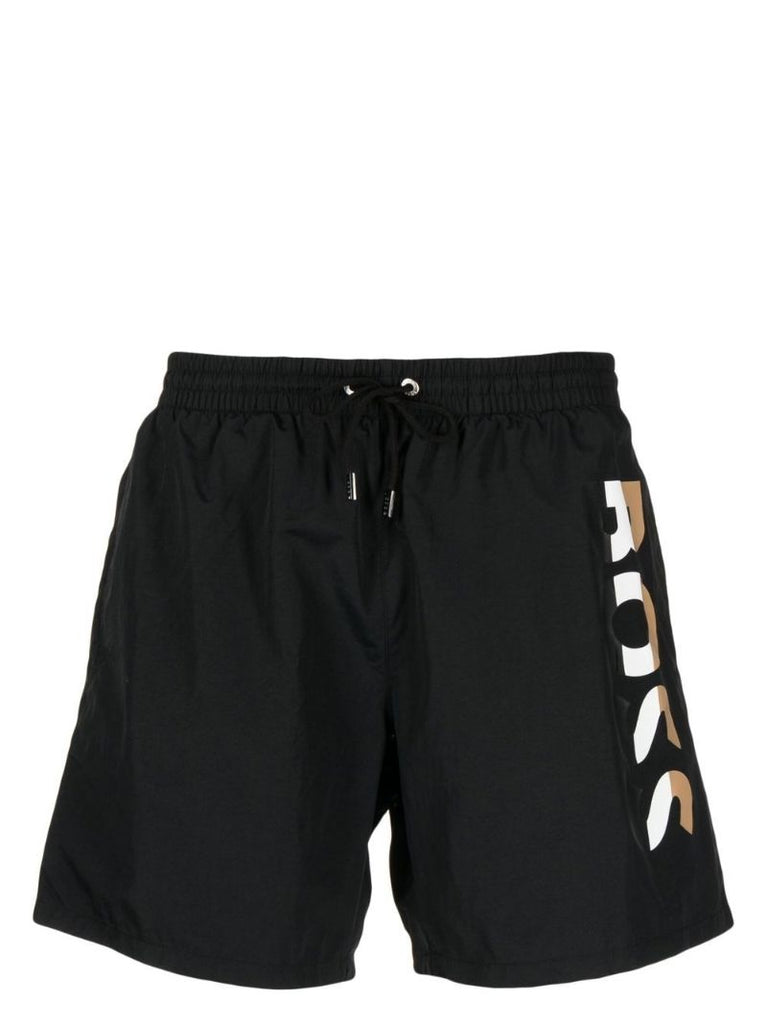 Black Stripe Logo Swim Shorts
