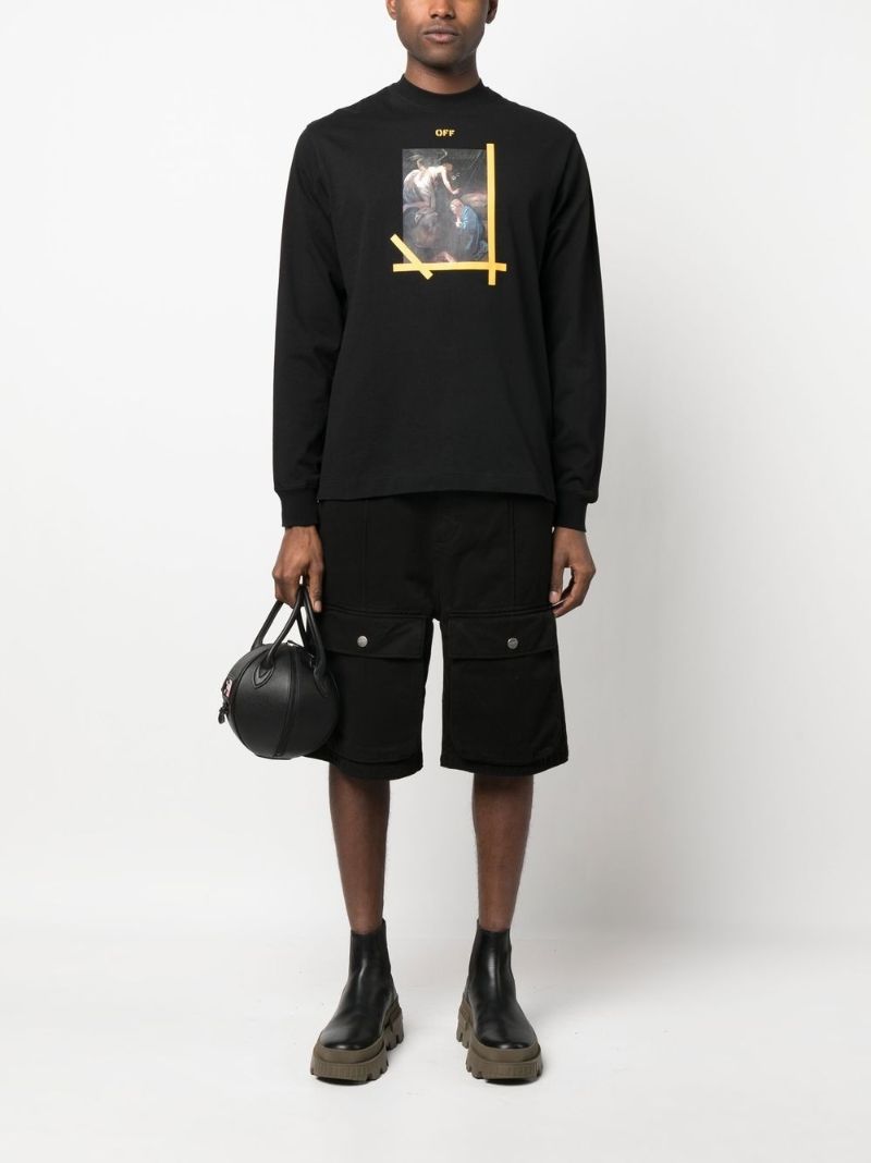 Black Graphic Print Cotton Sweatshirt