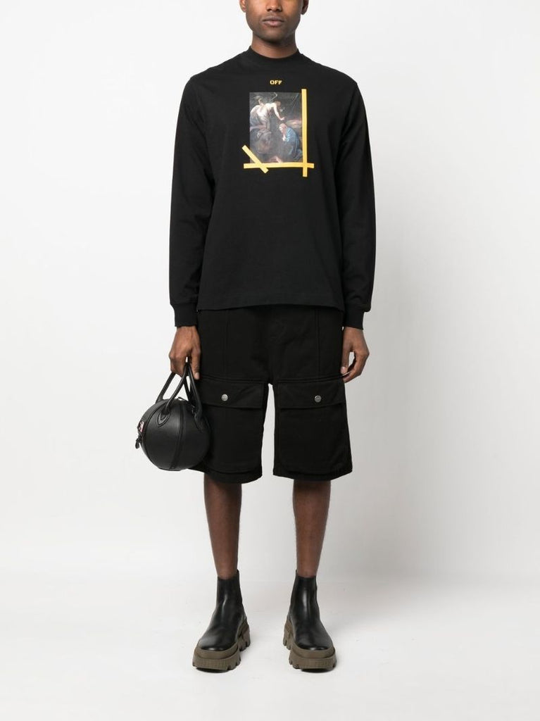 Black Graphic Print Cotton Sweatshirt