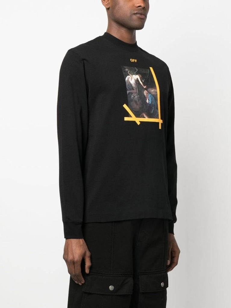 Black Graphic Print Cotton Sweatshirt