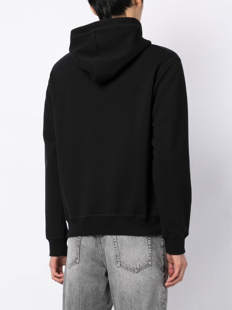 Black Logo Print Drawstring Hoodie