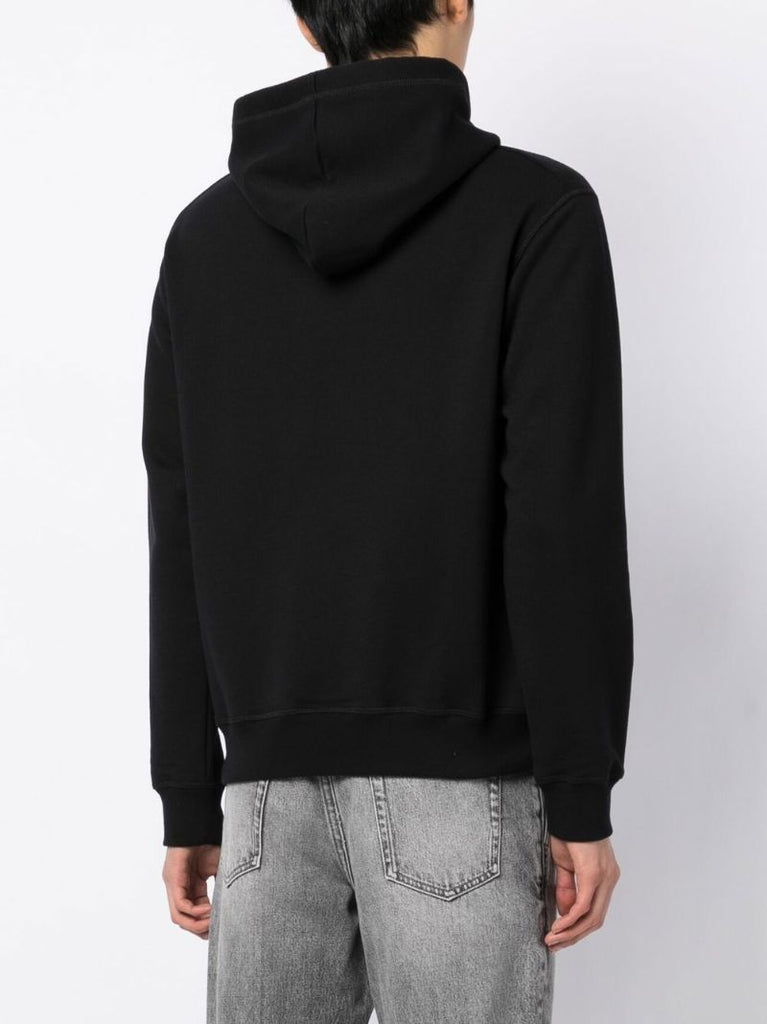 Black Logo Print Drawstring Hoodie