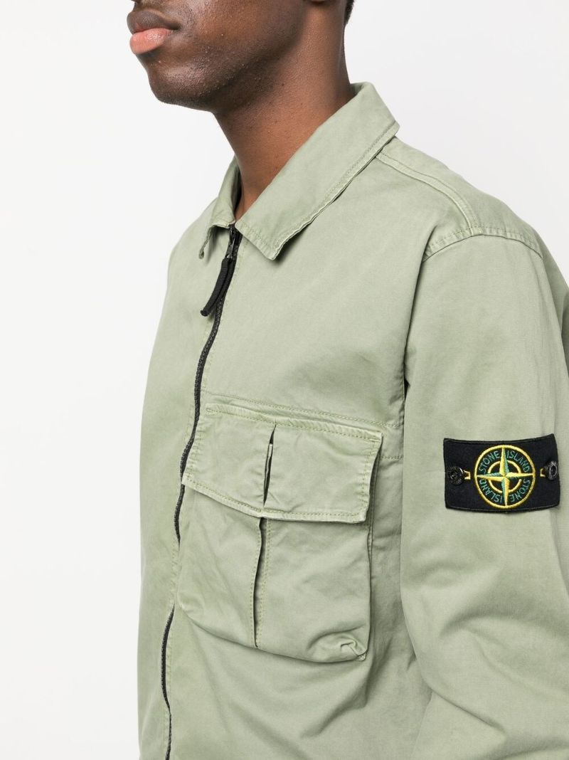 Khaki Green Compass Patch Cargo Shirt Jacket