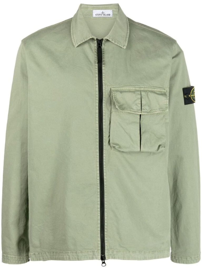 Khaki Green Compass Patch Cargo Shirt Jacket