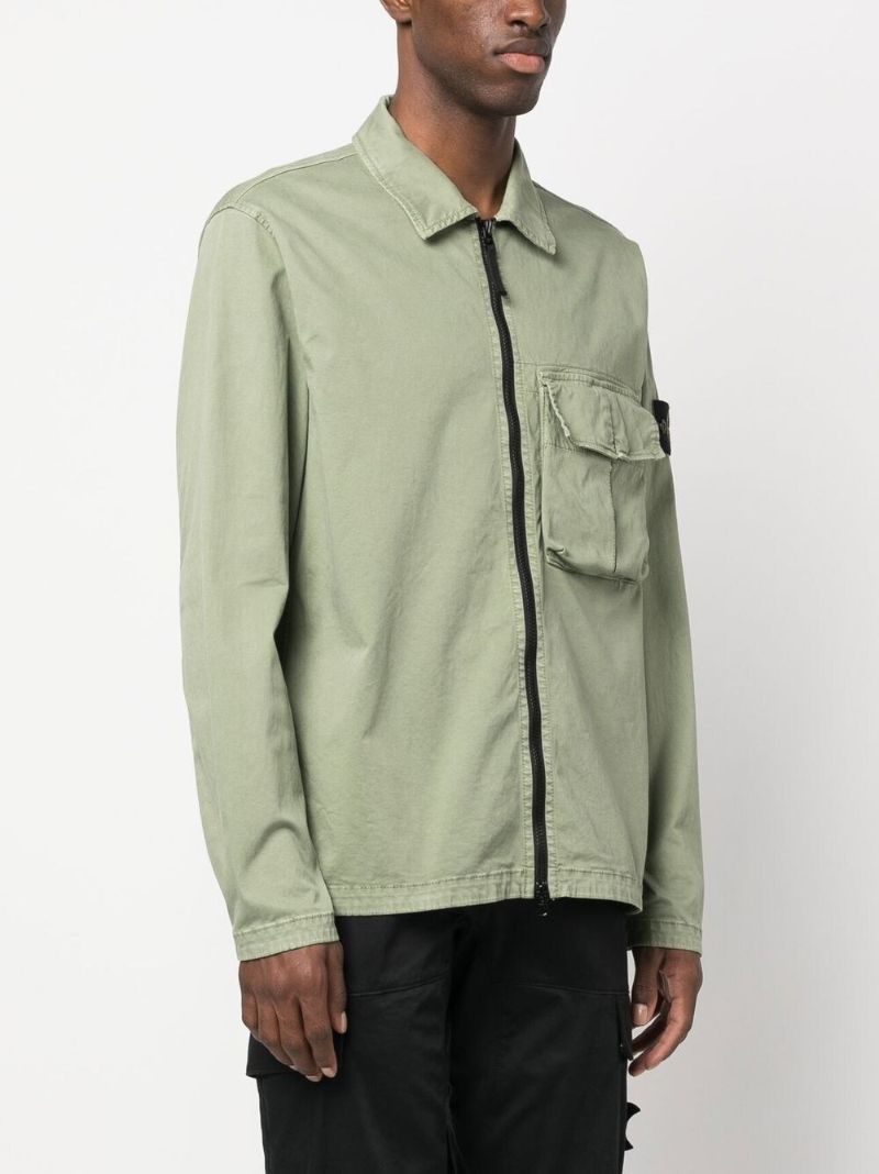 Khaki Green Compass Patch Cargo Shirt Jacket
