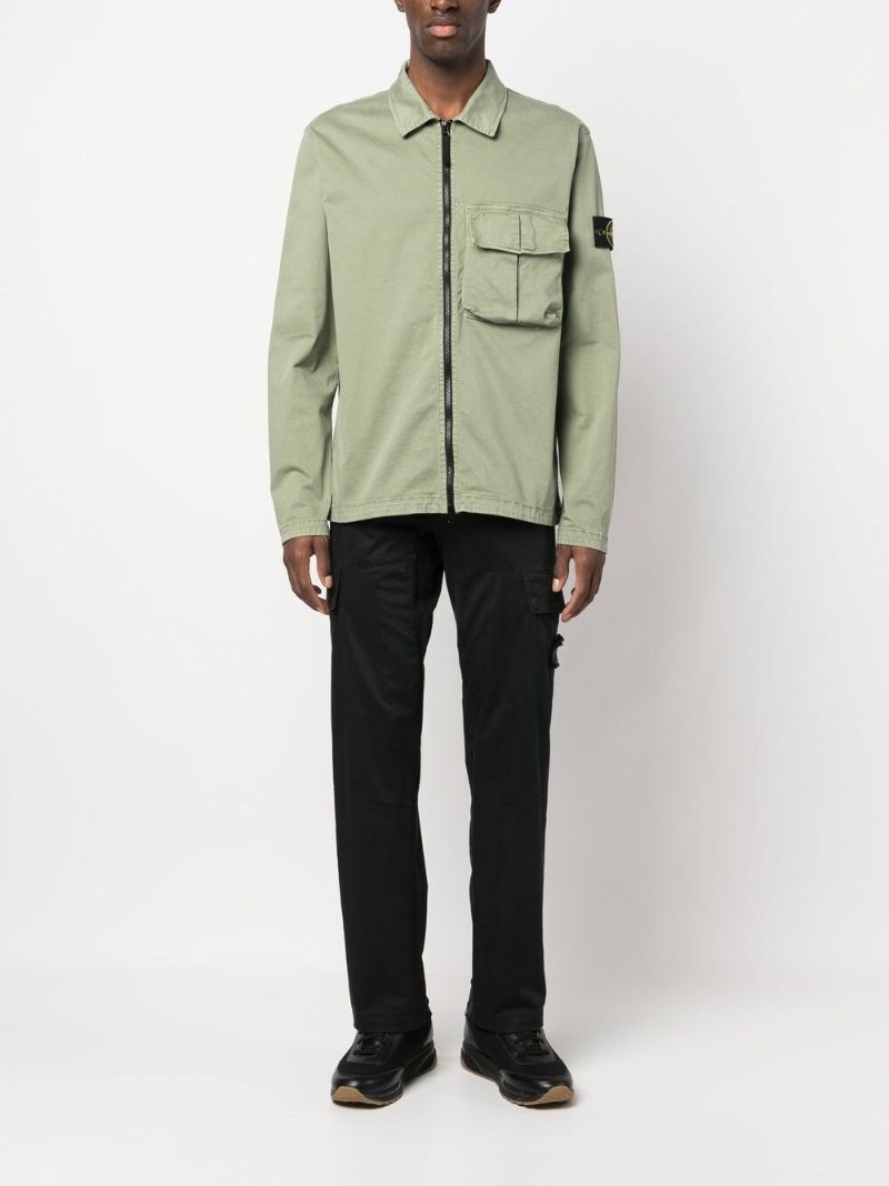 Khaki Green Compass Patch Cargo Shirt Jacket