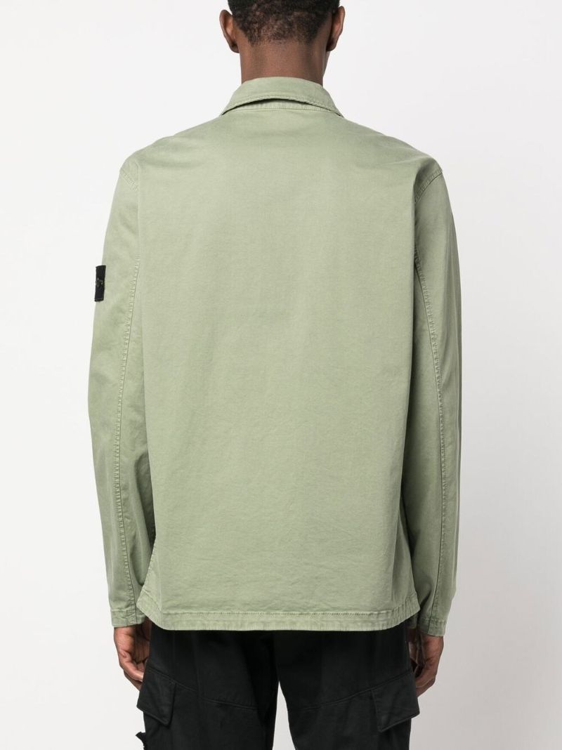 Khaki Green Compass Patch Cargo Shirt Jacket