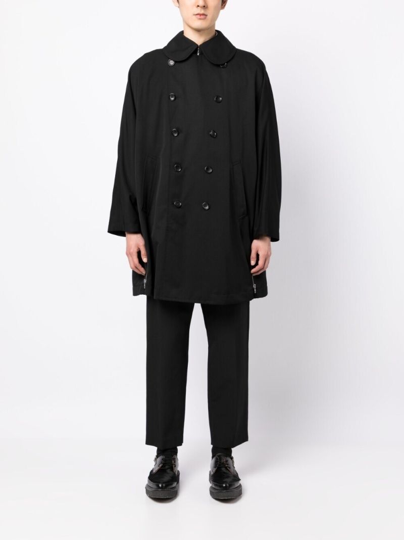 Black Double Breasted Wool Coat