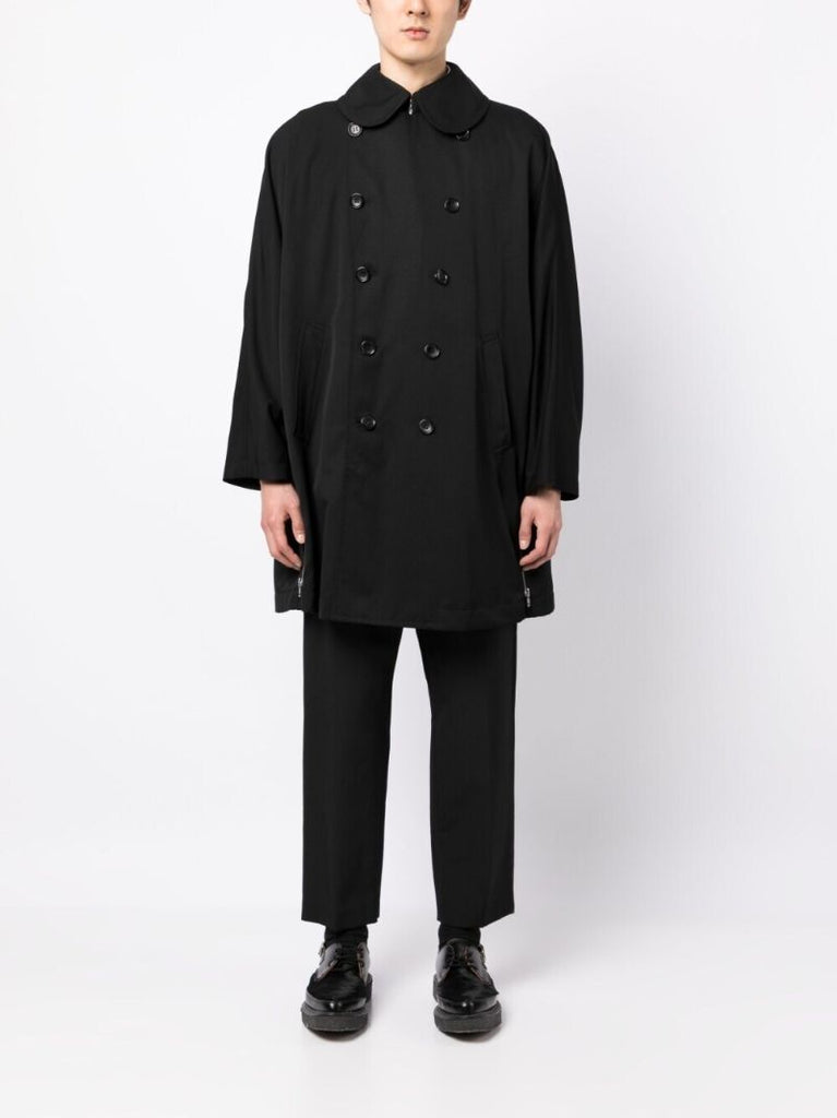 Black Double Breasted Wool Coat