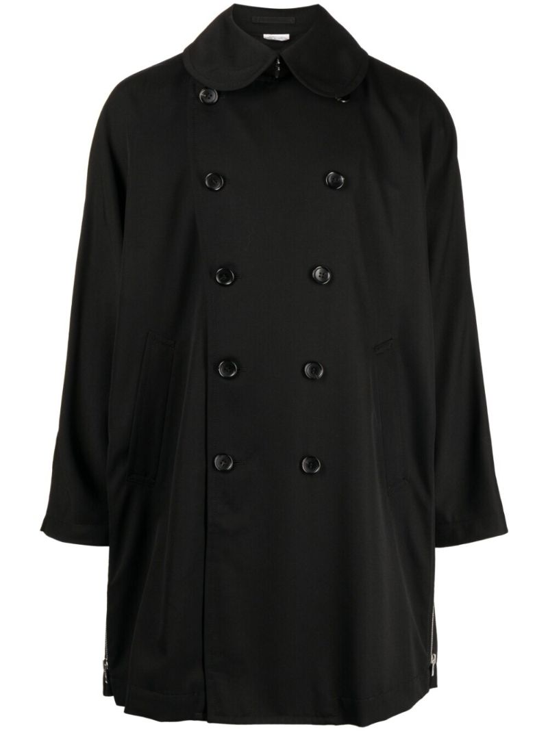 Black Double Breasted Wool Coat
