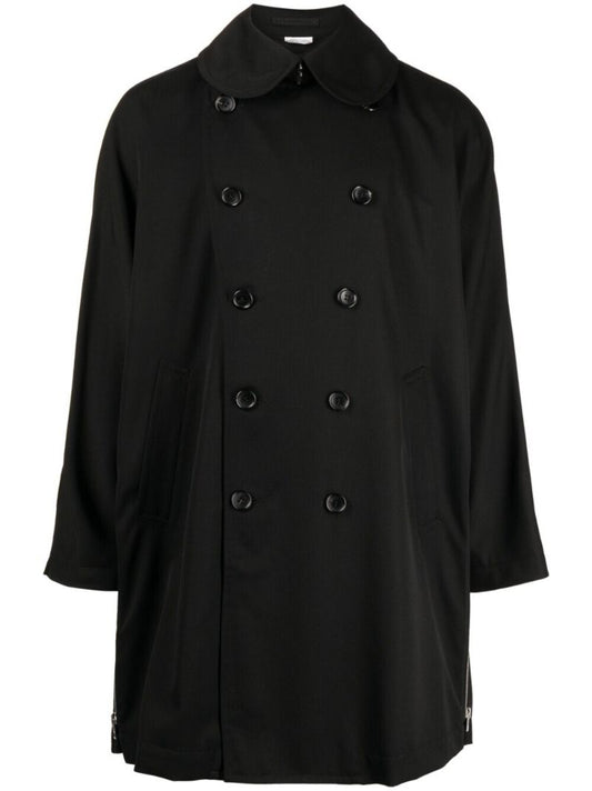 Black Double Breasted Wool Coat