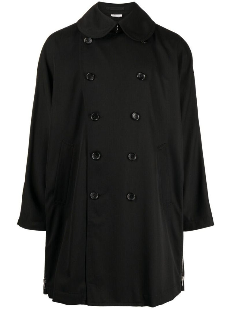 Black Double Breasted Wool Coat