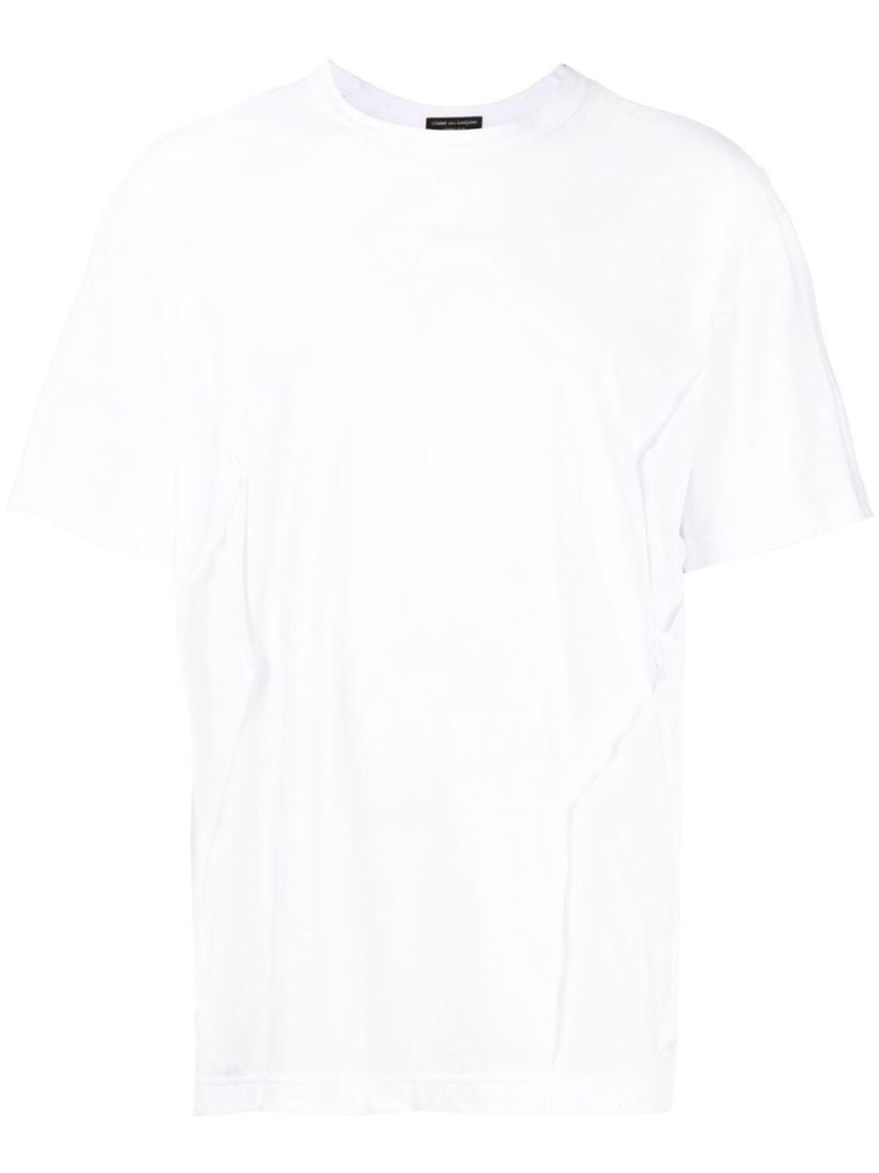 White Seam-detail Cotton T-shirt