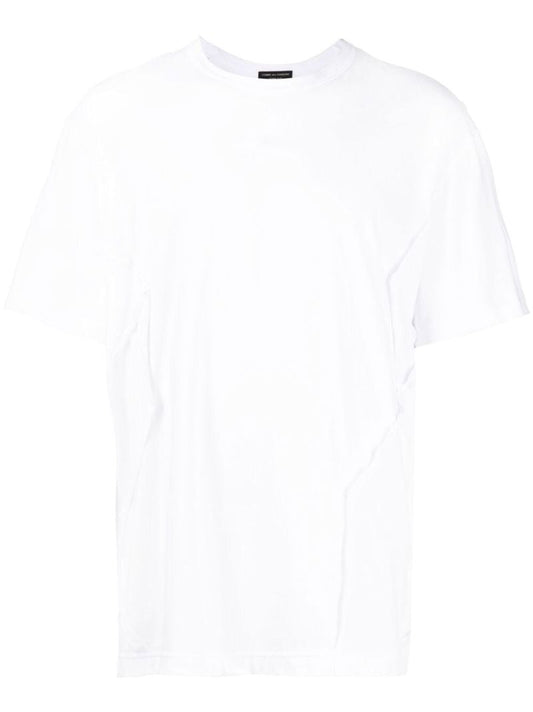 White Seam-detail Cotton T-shirt