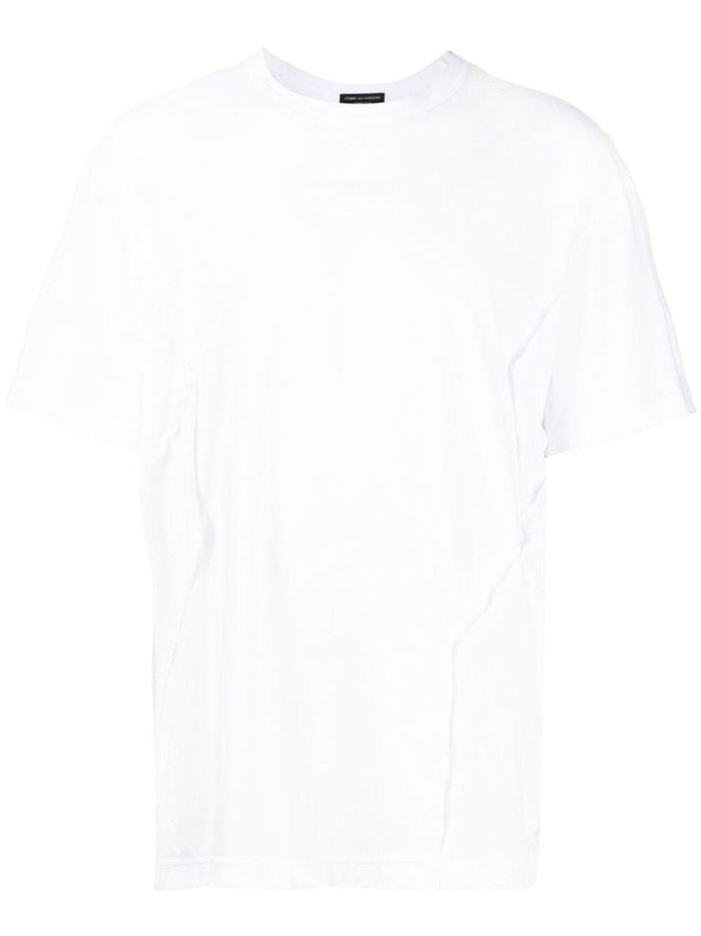 White Seam-detail Cotton T-shirt