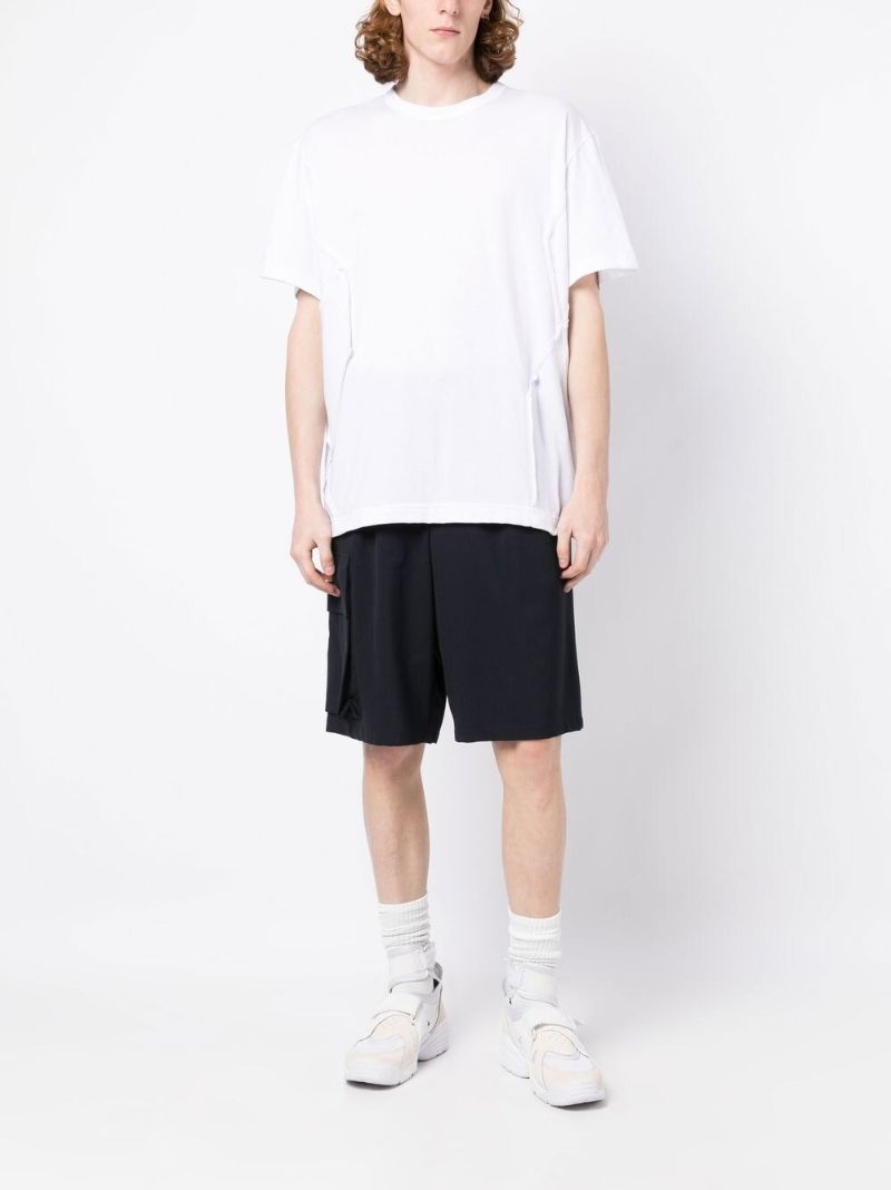 White Seam-detail Cotton T-shirt