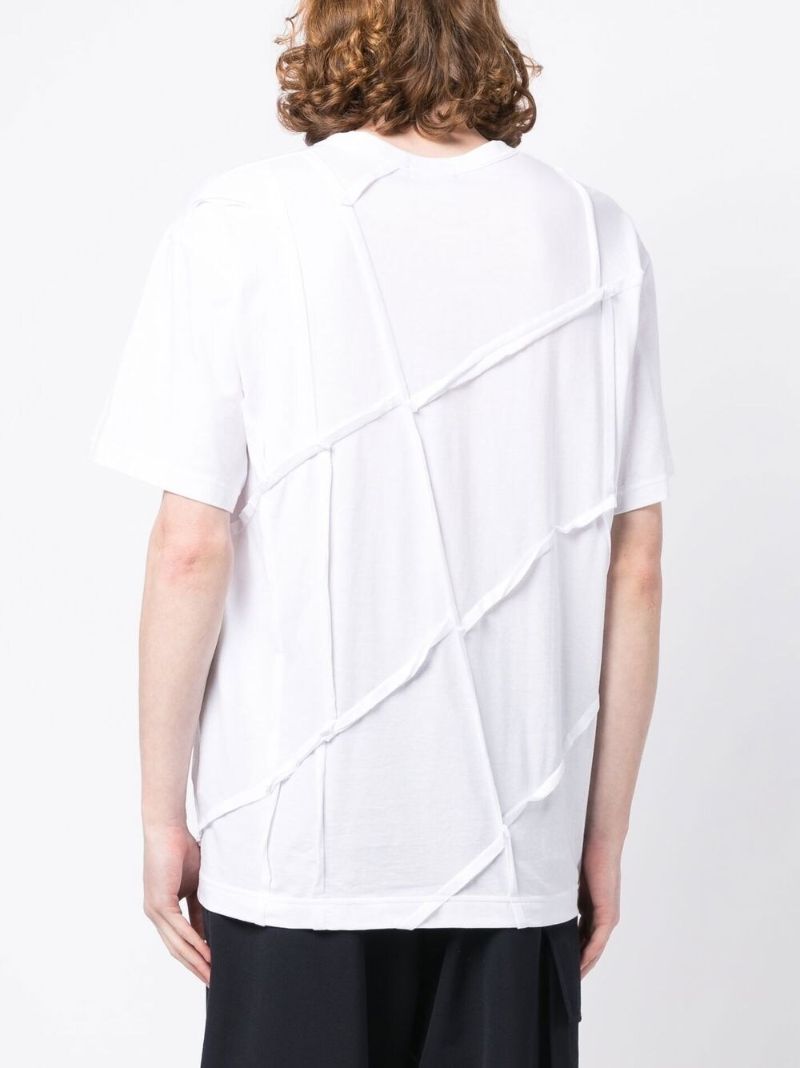 White Seam-detail Cotton T-shirt