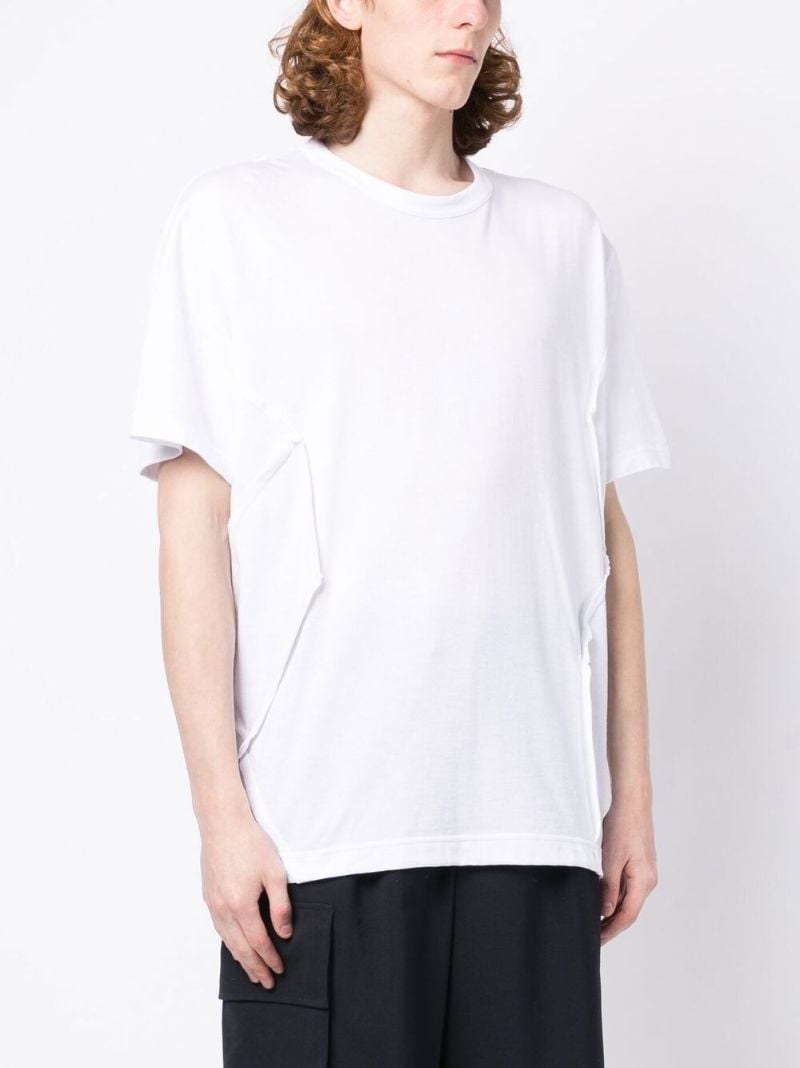White Seam-detail Cotton T-shirt