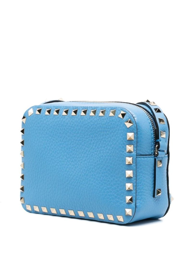 Blue Leather Rockstud Cross Body Bag