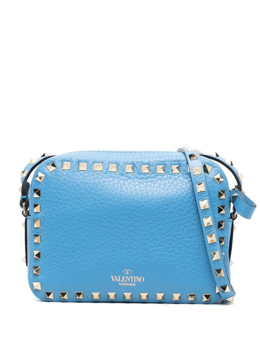 Blue Leather Rockstud Cross Body Bag
