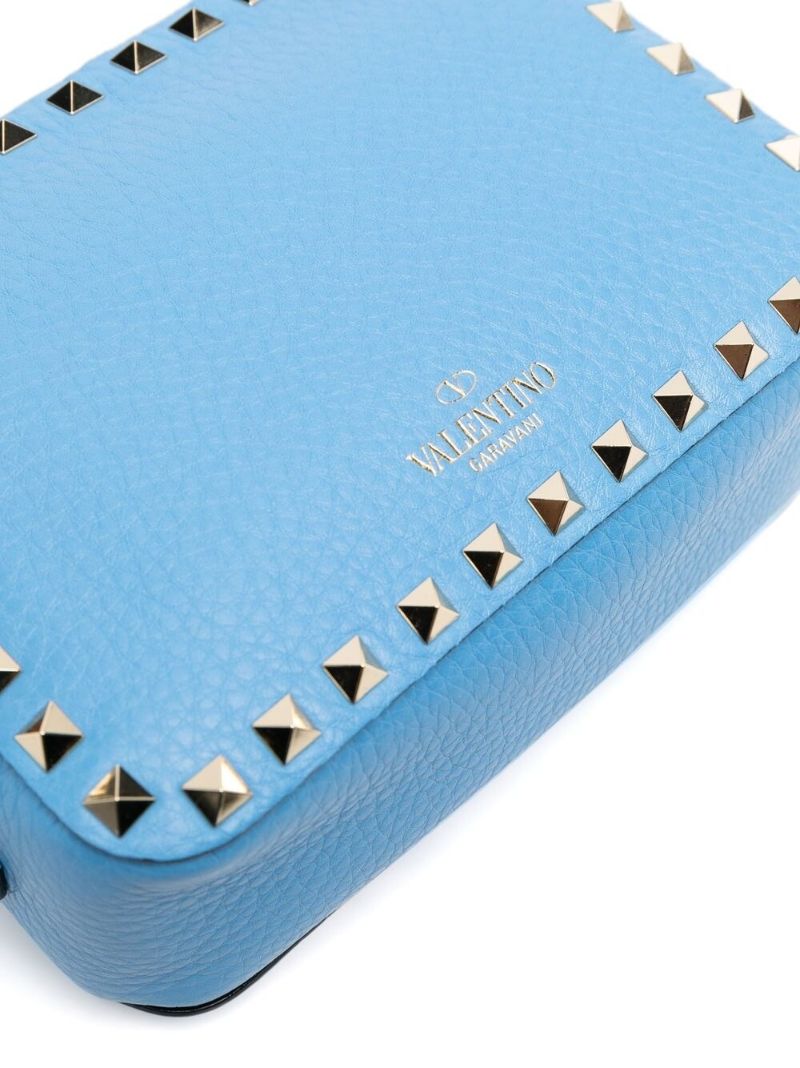 Blue Leather Rockstud Cross Body Bag