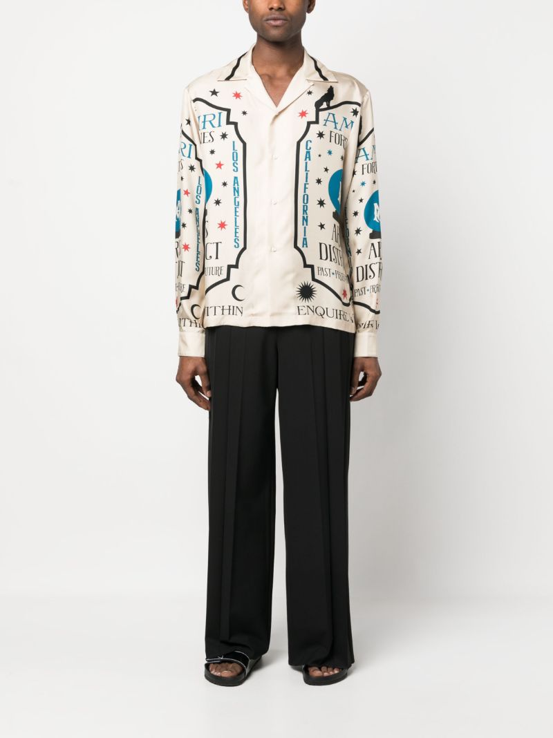 Neutral Fortune-print Silk Shirt