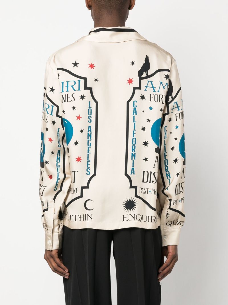 Neutral Fortune-print Silk Shirt