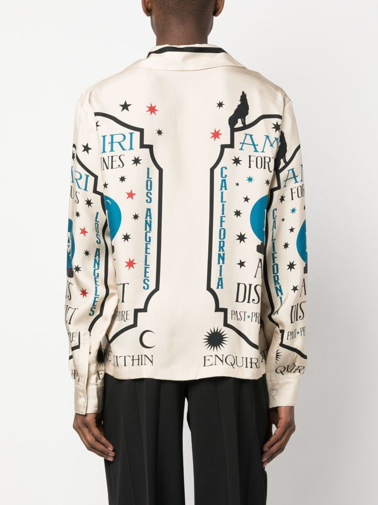 Neutral Fortune-print Silk Shirt
