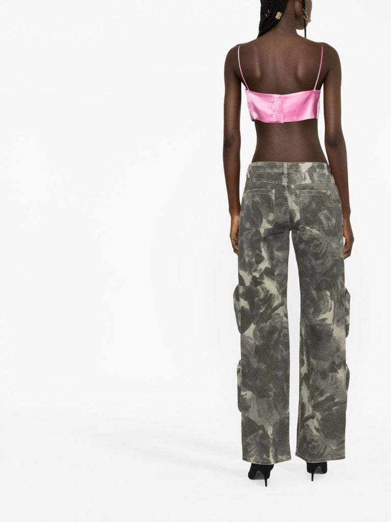 Green Camouflage Print Cargo Trousers
