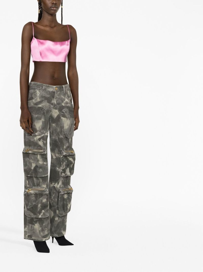 Green Camouflage Print Cargo Trousers