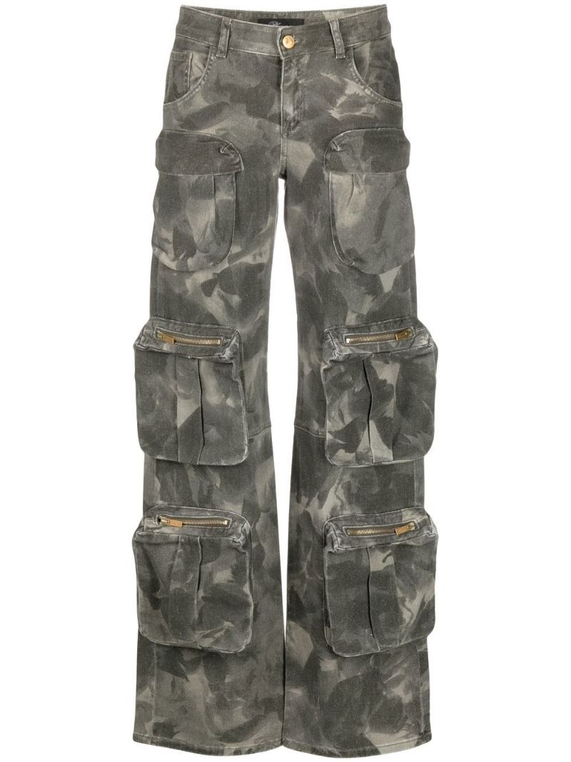 Green Camouflage Print Cargo Trousers