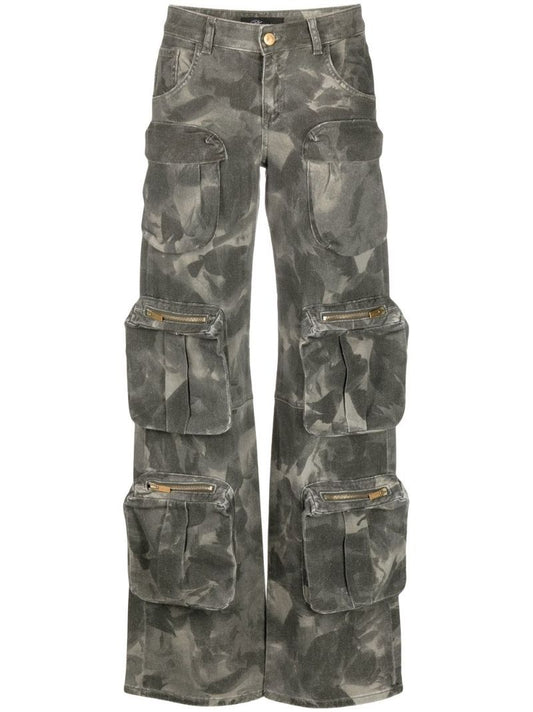 Green Camouflage Print Cargo Trousers