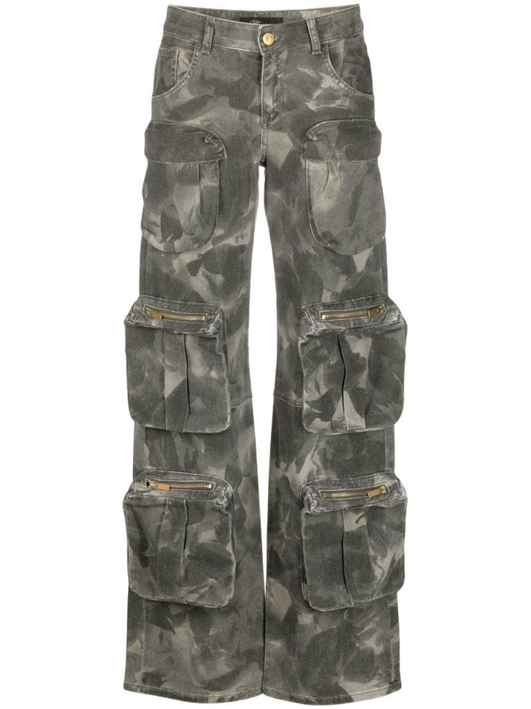 Green Camouflage Print Cargo Trousers