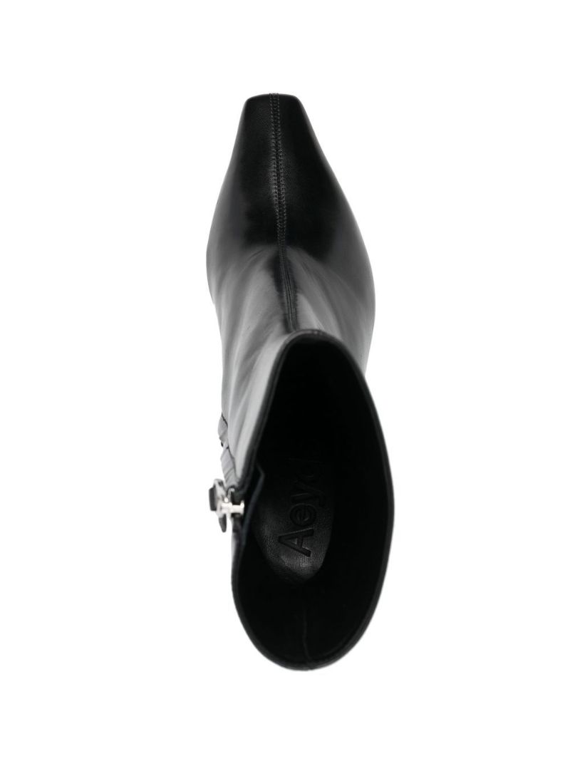Black Square Toe Leather Boots