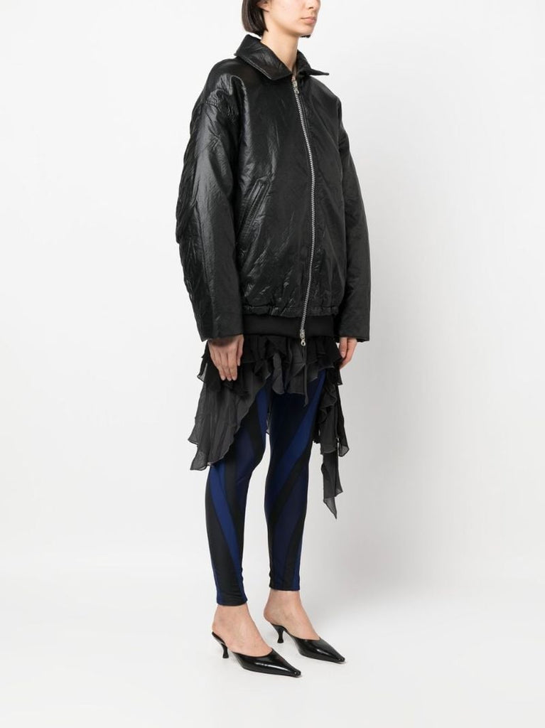 Black G-eleu Double Layer Bomber Jacket