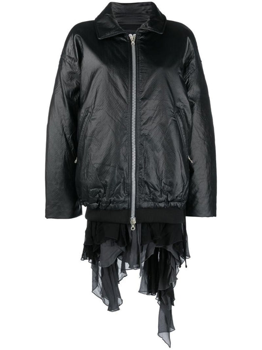 Black G-eleu Double Layer Bomber Jacket