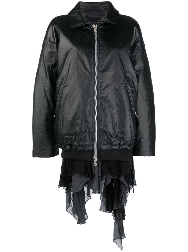 Black G-eleu Double Layer Bomber Jacket
