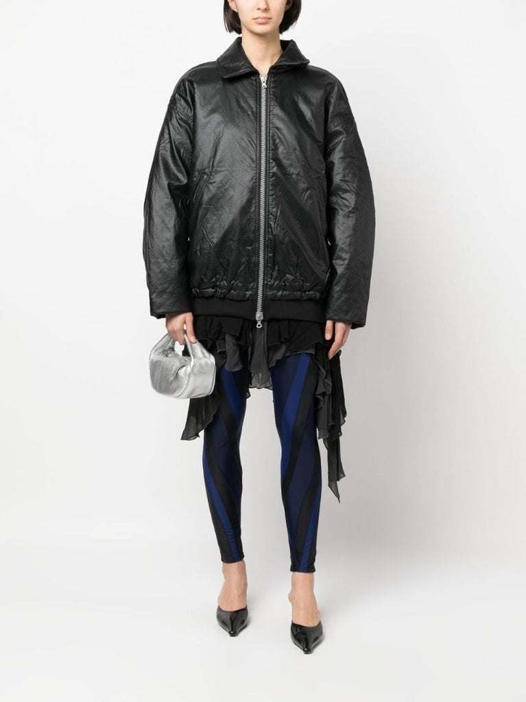 Black G-eleu Double Layer Bomber Jacket