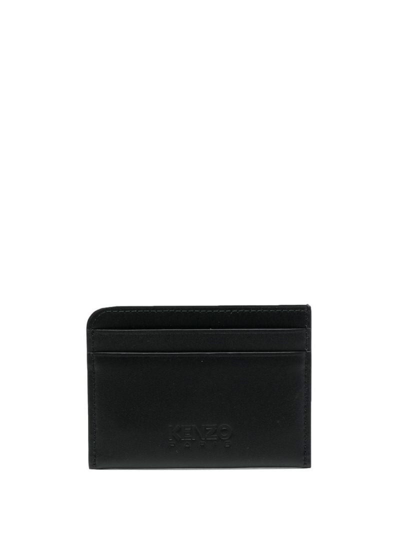 Black Logo Print Leather Card Holder