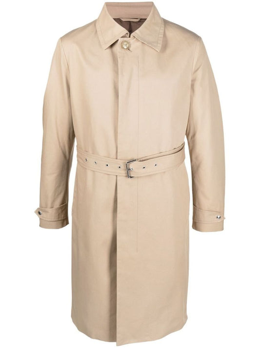 Neutral Belted Cotton Trench Coat