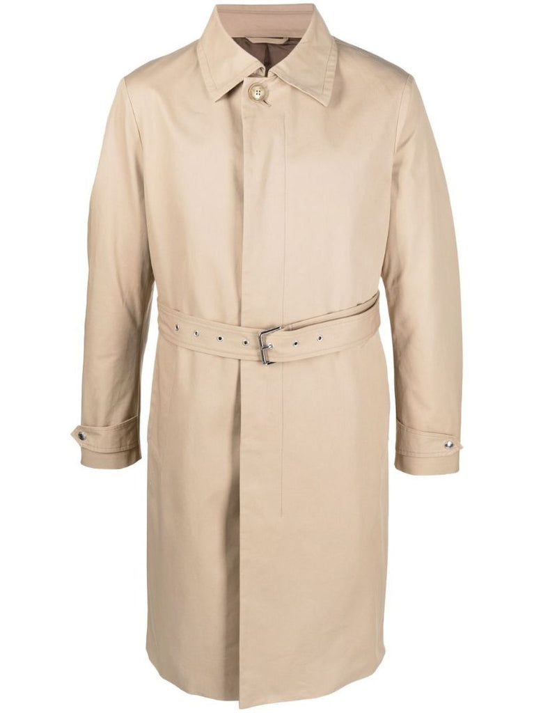 Neutral Belted Cotton Trench Coat