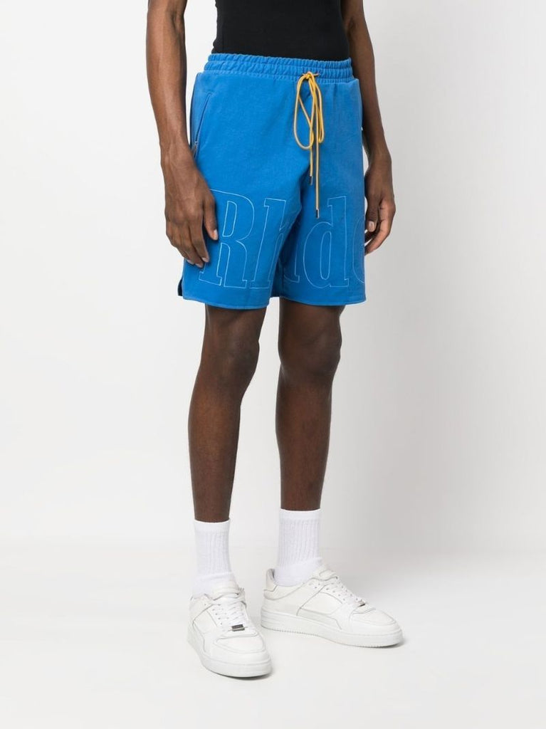 Blue Logo Embroidered Drawstring Shorts