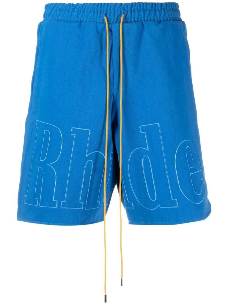 Blue Logo Embroidered Drawstring Shorts