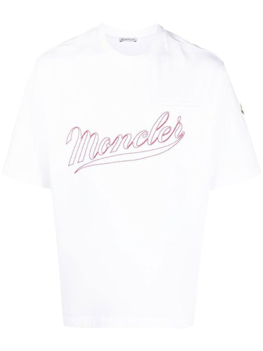 White Logo-embroidered Cotton T-shirt