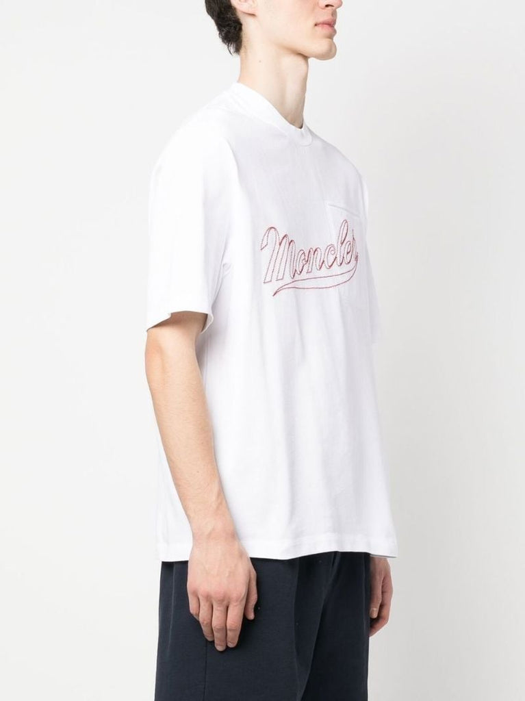 White Logo-embroidered Cotton T-shirt