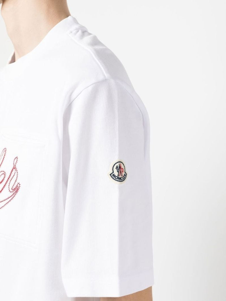 White Logo-embroidered Cotton T-shirt