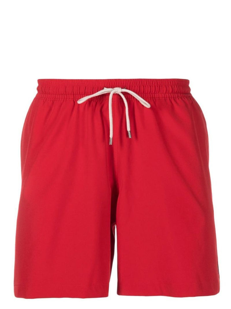 Red Elasticated Waist Swim Shorts