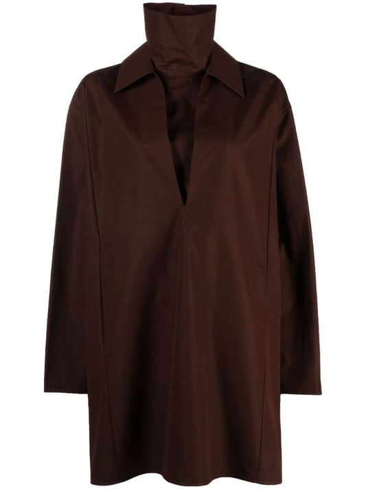 Brown High-neck Tunic Dress